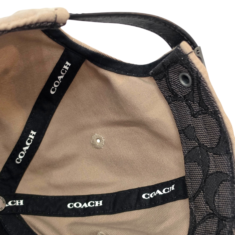 Coach New York Tan Baseball Cap Embroidered Logo Leather Strap Metal Hardware - Picture 6 of 16